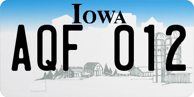 IA license plate AQF012