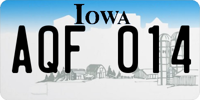 IA license plate AQF014