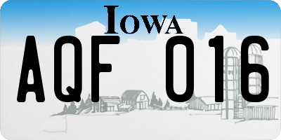 IA license plate AQF016