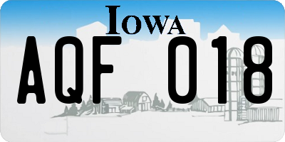 IA license plate AQF018