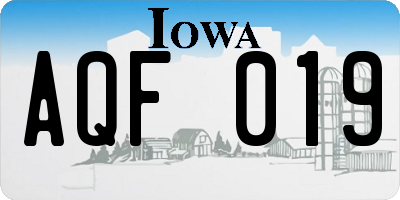 IA license plate AQF019