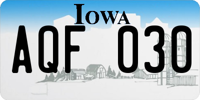 IA license plate AQF030
