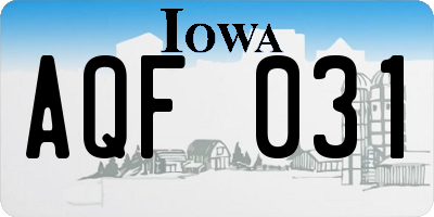 IA license plate AQF031