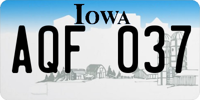 IA license plate AQF037