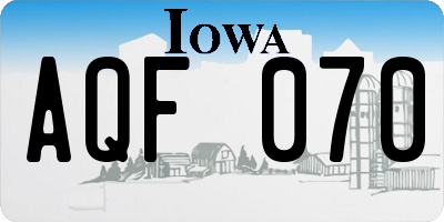 IA license plate AQF070
