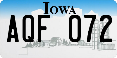 IA license plate AQF072