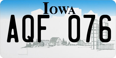 IA license plate AQF076