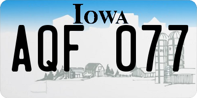 IA license plate AQF077