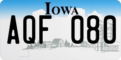 IA license plate AQF080