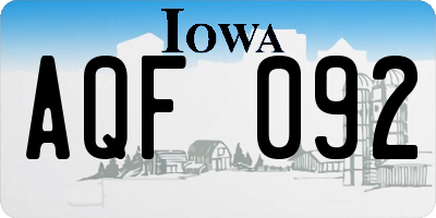 IA license plate AQF092