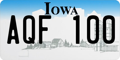 IA license plate AQF100