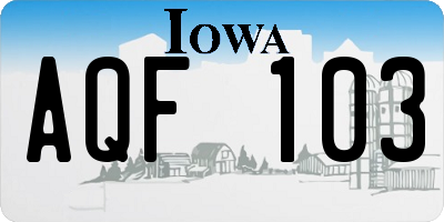 IA license plate AQF103
