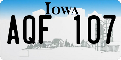 IA license plate AQF107
