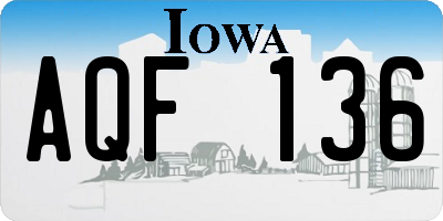 IA license plate AQF136