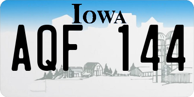 IA license plate AQF144