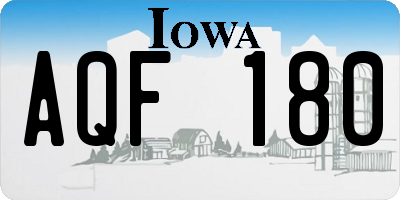IA license plate AQF180