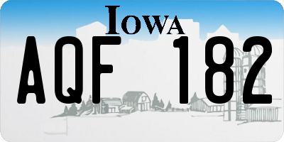 IA license plate AQF182