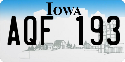 IA license plate AQF193