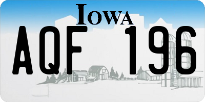 IA license plate AQF196