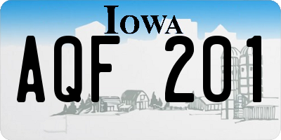 IA license plate AQF201