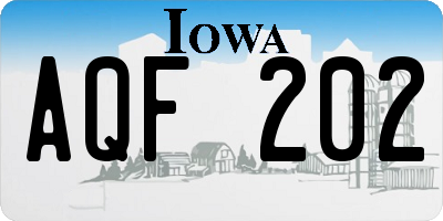 IA license plate AQF202