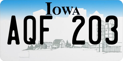 IA license plate AQF203