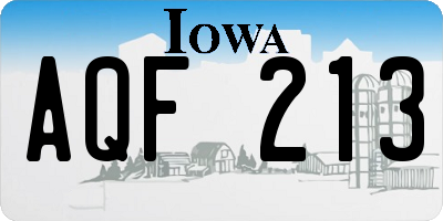 IA license plate AQF213