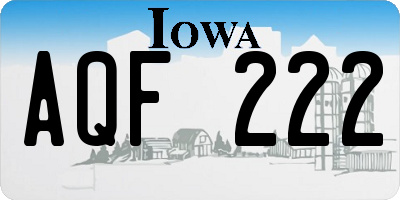 IA license plate AQF222
