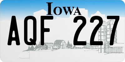 IA license plate AQF227