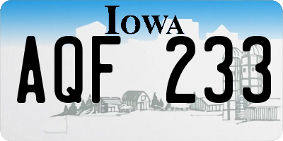 IA license plate AQF233