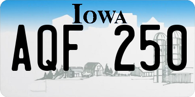 IA license plate AQF250