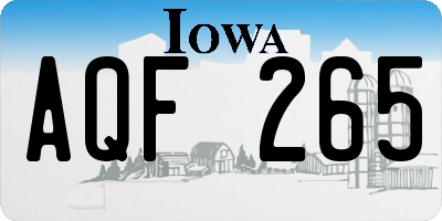 IA license plate AQF265