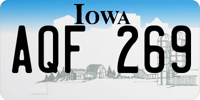 IA license plate AQF269