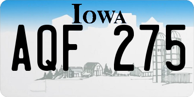 IA license plate AQF275