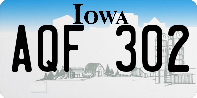 IA license plate AQF302