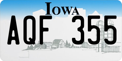 IA license plate AQF355
