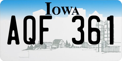 IA license plate AQF361