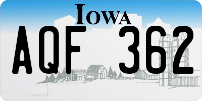 IA license plate AQF362
