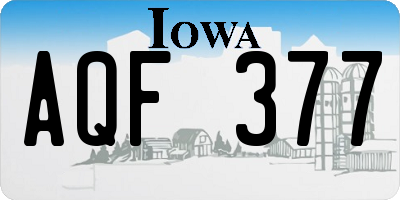 IA license plate AQF377