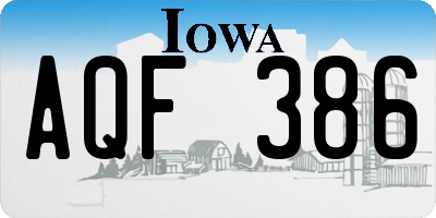 IA license plate AQF386