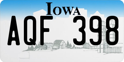 IA license plate AQF398