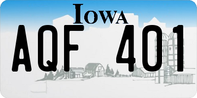 IA license plate AQF401