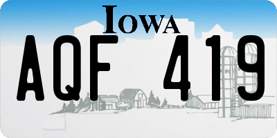 IA license plate AQF419