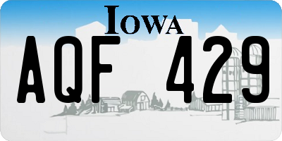 IA license plate AQF429