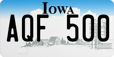 IA license plate AQF500