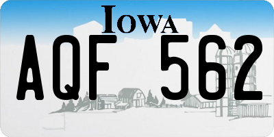 IA license plate AQF562