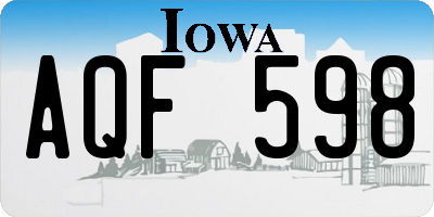 IA license plate AQF598