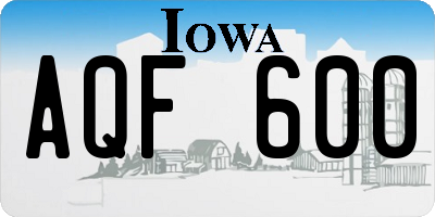 IA license plate AQF600