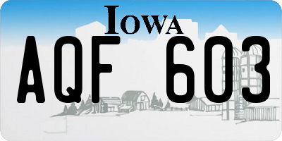 IA license plate AQF603