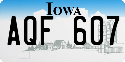 IA license plate AQF607